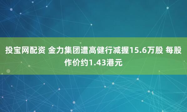 投宝网配资 金力集团遭高健行减握15.6万股 每股作价约1.43港元